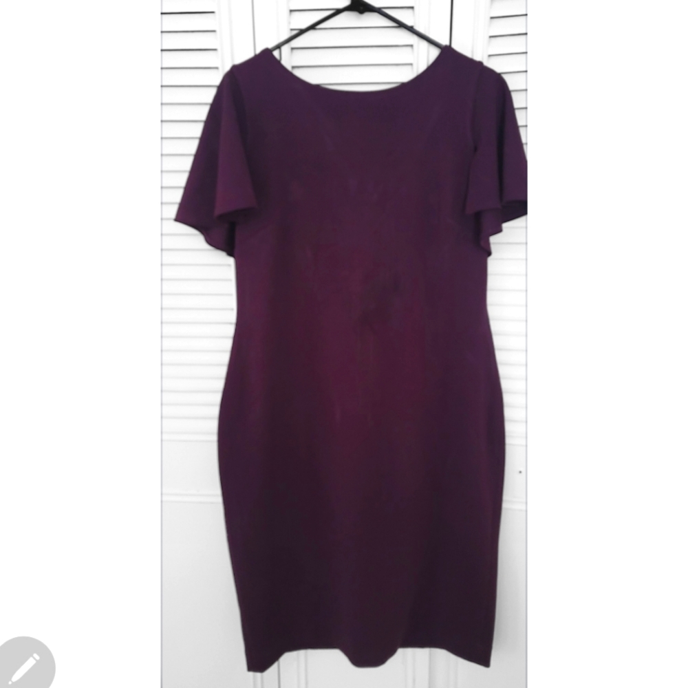 Plum flared sleeve midi dress